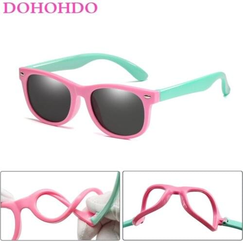 DOHOHDO New Colorful Flexible Kids Sunglasses Polarized Eyewears Children High Quality HD Lens Baby Safety Coating Mirror Shades