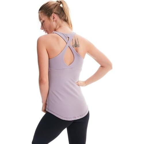 Back Cross Hollow Sports Vest Wear For Women Gym T-Shirt Fitness Tank Sleeveless Chest Pad Yoga Shirt Top Workout Vest