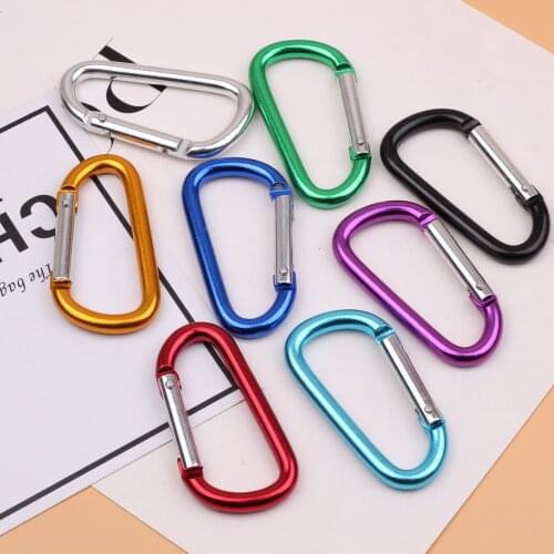 1/5/10PCS Climbing Button Carabiner Camping Hiking Hook Outdoor Sports Multi Colors Aluminium Safety Buckle Keychain