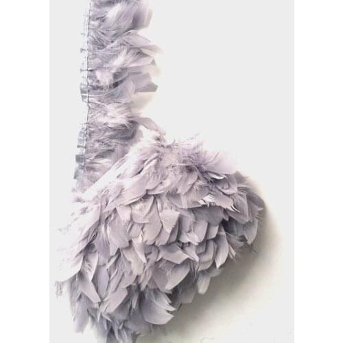 10 Meters White/gray Feather Trims Dyed Turkey Feather Ribbons 5-10Cm Fringes Feather Cloth Belt Diy Clothes Decorative