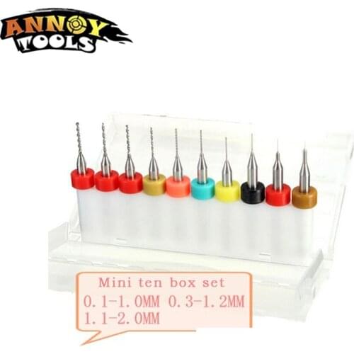 10Pcs/Set 0.1-2.0mm PCB Engraving Mini Twist Drill Bit Set Carpenter Woodworking Drill Set Bit