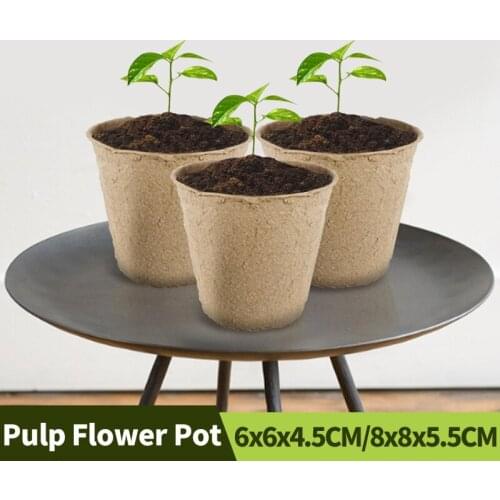 10/50/100PCS Pulp Flower Pot Biodegradable Circular Nursery Cup Organic Plant Seedling Cup For Home Gardening Tools Cultivation