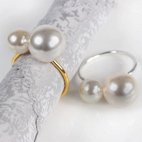 12/PCS hotel set table wire towel buckle pearl napkin buckle napkin ring napkin ring