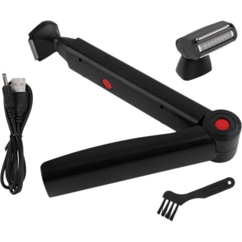 Long Handle Men Back Hair Shaver USB Rechargeable Big Blade Trimmer 2 In 1 Foldable Back Shaver Men Hair Remover