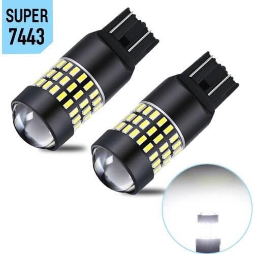 2x 7443 7444 T20 W21/5W LED Light For Lada Kalina Granta Vesta DRL LED Reverse light 12V 6000K White Super Bright 78SMD 4014LEDs