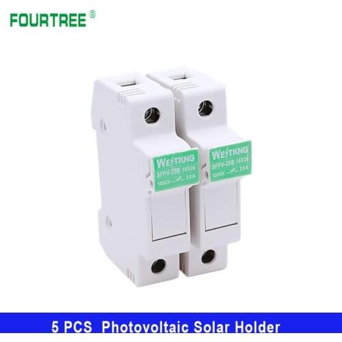 5Pcs Solar PV Fuse Holder High Voltage Fusible 1000V DC Suitable For 10*38mm Fuse Photovoltaic Solar System Protection Wholesale