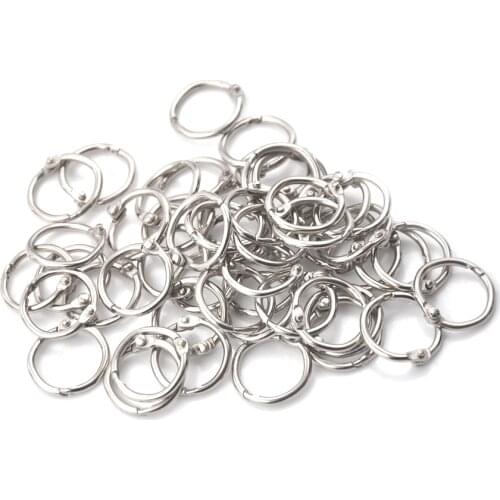 50Pcs/lot Staple Book Binder 20mm Outer Diameter Loose Leaf Ring Keychain Circlip Ring