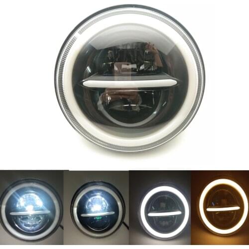 7Inch Motorcycle LED Headlight Black Hi Low Headlamp for Jeep Wrangler JK 2007-2017 for Softail Electra Glide Road King