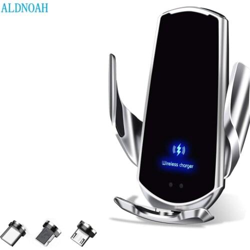 Automatic 15W Qi Car Wireless Charger for iPhone 12 11 XS XR X 8 Samsung S20 S10 Magnetic USB Infrared Sensor Phone Holder Mount