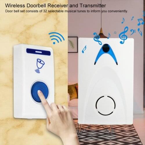 Wireless Music Doorbell Remote Home Door Bell deurbel Set Includes Receiver and Transmitter Doorbell for Home Office Security