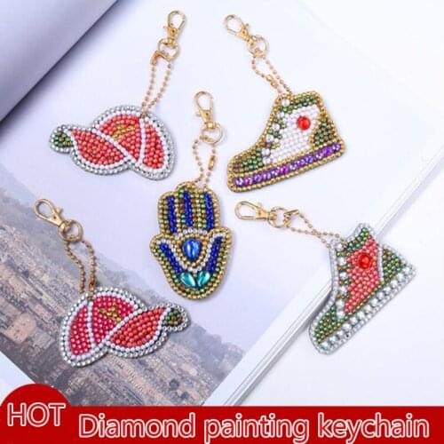 DIY palm Full Drill Special Shaped Diamond Painting Keychains Women Bag Pendant Jewelry Key Ring shoes Embroidery Cross Stitch