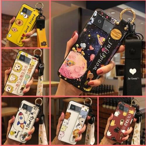TPU Kickstand Phone Case For Google Pixel 6 New Cute Wristband Phone Holder For Girls Anti-knock