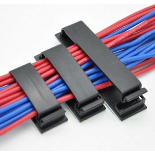 5Pcs Black Large 3M Adhesive Cable Clamp Wire Management Retainer for Home Office PC and TV Cable Organizer Random Color