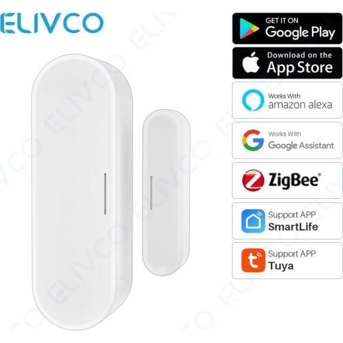 Tuya Smart Zigbee Door Sensor Door Open / Closed Detector SmartLife APP Wifi Window Sensor Compatible With Alexa Google Home