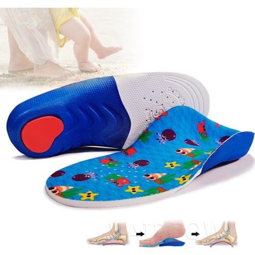 VAIPCOW Kids Children Flat Feet Insoles Arch Support 4cm Orthotic Orthopedic Shoe Inserts for X/O Legs Shoe Heel fixed Pads
