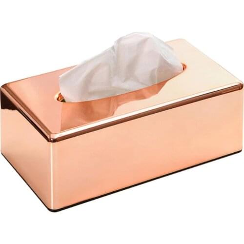 Elegant Rose Gold Rectangle Napkin Paper Rack Tissue Box Towel Napkin Container Holder Home Office Car