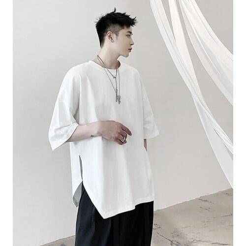 Summer Mens Half Sleeve T-shirt Simple Tees Black White Top Male Casual H1