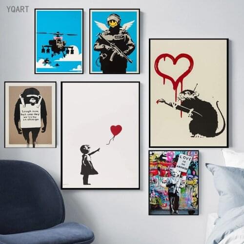 Banksy Artwork Girl with Balloon Poster Prints on Canvas Graffiti Street Art Paintings for Home Living Room Decorative Pictures