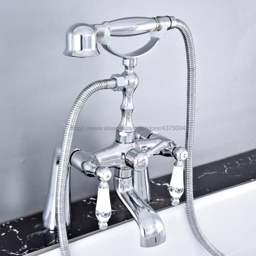 Chrome Bathtub Faucet Shower Faucet Dual Handle Hand shower Mixer Tap Deck Mounted Bath Shower Set Mixer Faucet Ntf766