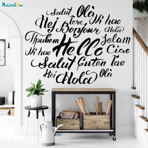Art Hello Text Words Phrases Office Home Decor Sentences Letters Many Language Wall Decal Vinyl Window Decor Handmade YT3682