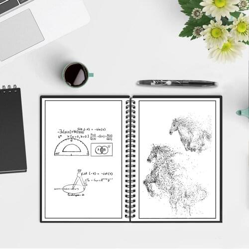 Reusable Erasable Smart Notebook Notepad Note Book with Pen Cloth for Man Woman Students Painting Learning Business Work Black