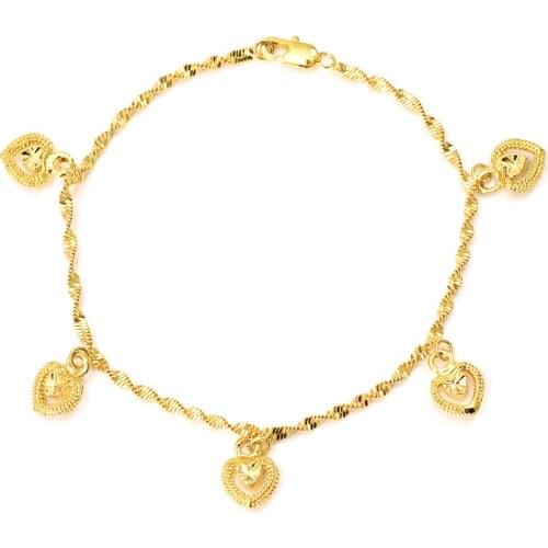 Bangrui 21 cm gold heart pendant Chain Bracelet Men Jewelry party wedding bridal Gift Wholesale rendy snake Chain Bracelet