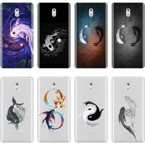 TPU Black White Fish Aesthetic Cartoon Animal Back Cover For Nokia X6 7 Plus Soft Silicone Phone Case For Nokia 1 2 3 5 6 8 Case