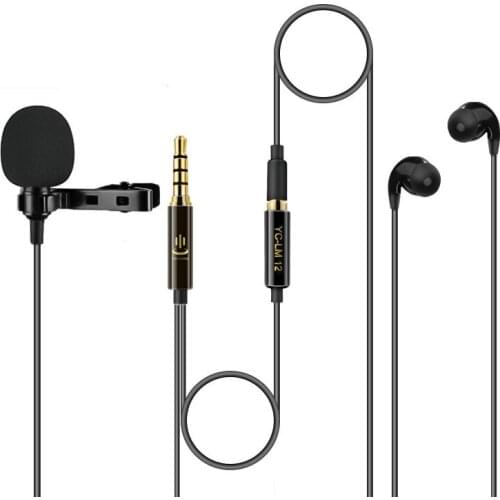 Lavalier Microphone Monitoring Clip-on Omnidirectional Mic for Live Streaming Conference SmartPhone Computer w/ Carrying Bag