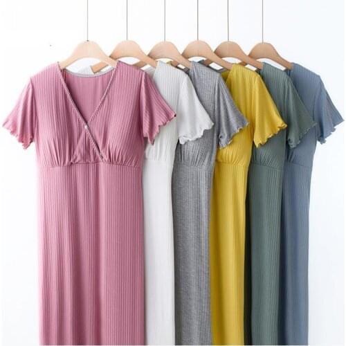 Pregnant Dress Comfy Modal Maternity Nightdress Breastfeeding Homewear For Pregnant Nightgown Pajamas Nursing Women Dresses