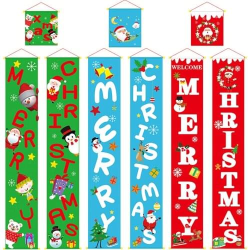 Christmas Couplet Banner Christmas Door Porch Sign Family Party Mall Holiday Hanging Merry Christmas Decoration New Year Decor