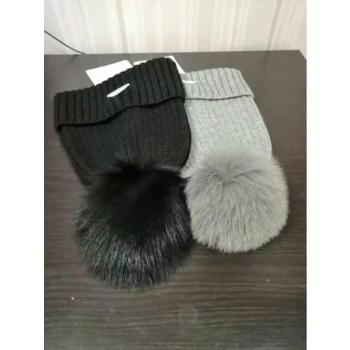 107509 Classic Luxury 100% Wool Hat Natural Real Fox Fur Ball Knitted Knit Winter Hat Thread Warm Women Men Unisex Beanies M4