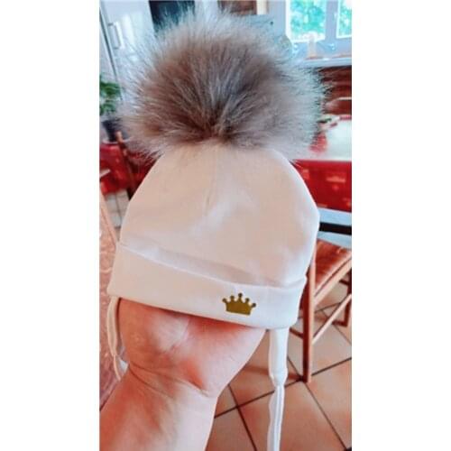 Newborn Baby hat for Boys Girls with ear Warmmer earflap rope Winter Cotton Beanie Pom Pom Bobble crown Hat Cap Hat for Kids boy