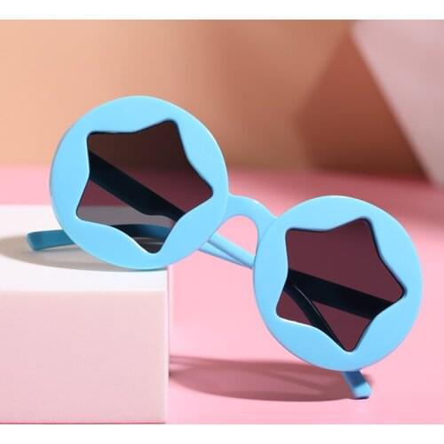 New Childrens Fashion Cute Boys Girls Sunglasses Round Frame Five-pointed Star Retro Style Pure Color Light Sun Glasses 0-8Y