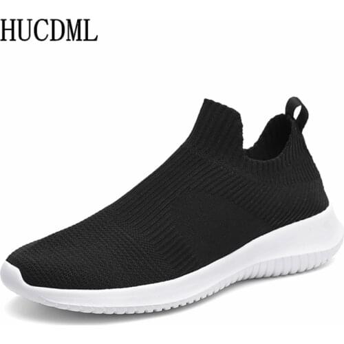 HUCDML Comfortable Men Casual Shoes Mesh Breathable Socks Loafers Driving Walking Leisure Slip on Lightweight Sneakers Men