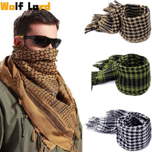 Military Tactical Scarf Mens Lightweight Square Outdoor Shawl Military Arab Tactical Desert Army Shemagh KeffIyeh Arafat Scarf