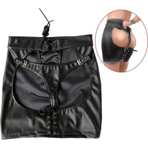 BDSM Expose Butt Spanking Skirt,Womens Sexy Lingerie,Dress for Sex,Leathe Bondage Set,Toys For Adults