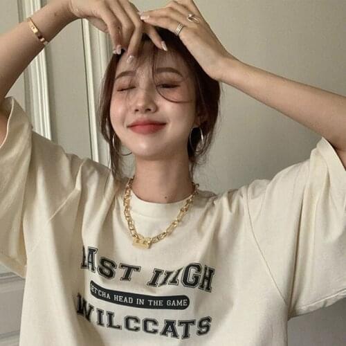 High Street Aesthetic Clothes Printed Letter Top Womens Summer Short Sleeve T-Shirt Printed Letter Top Gothic Clothing 90s Y2k