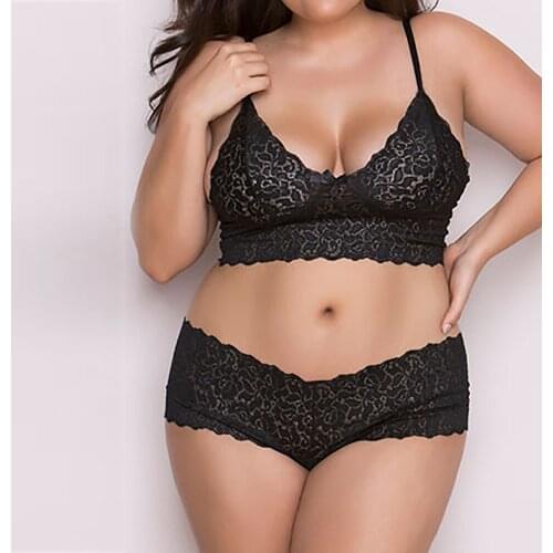 Plus Size Sexy Lace Transparent Erotic Lingerie Porno Lenceria Sensual Mujer Female Underwear Women Sexy Lingerie Exotic Bra Set