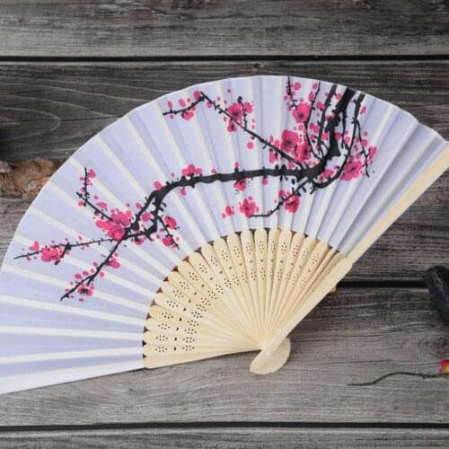 1pc Silk Hand Fold Fan Chinese Style Dance Dancing Rose Traditional Fan Plum Blossom Gift Present Party Decor Home For Love A4Q9