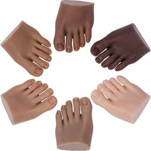 1pc Silicone Nail Art Training Foot Fake Foot Natural Nail Tips Manicure Tool Nail Practice Model Display Foot Bendable