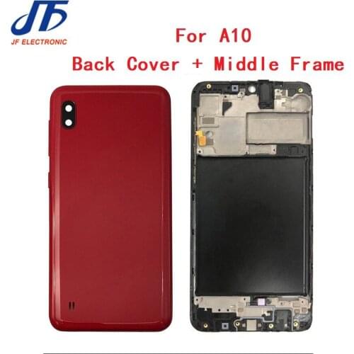 10Pcs Back Cover + Middle Frame For Samsung Galaxy A10 A20 A30 A40 A50 A60 A70 Housing Cover Bezel Plate Faceplate