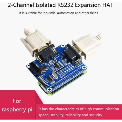 2-Channel Isolated RS232 Expansion HAT for Raspberry Pi 4/3/2/ZERO WH