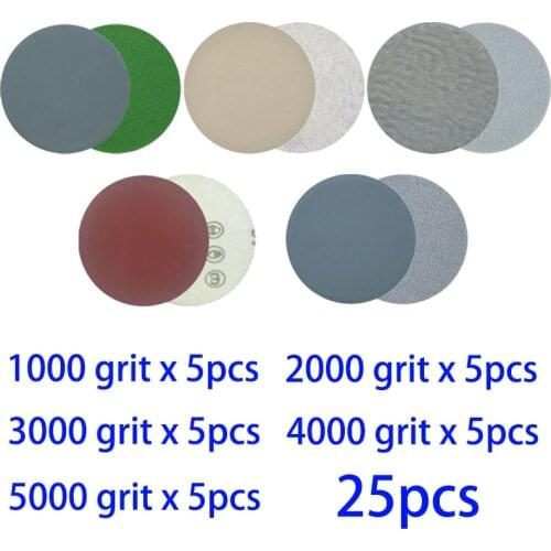 25pcs 3 Inch 75mm Sandpaper Abrasive Sand Sheets 1000 2000 3000 4000 5000Grit Sand Paper Sanding Discs For Polishing Cleaning