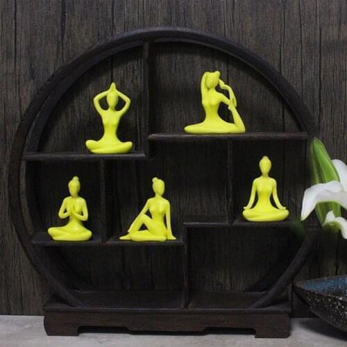 5pcs Yoga Pose Statue Yoga Meditation Figurine Creative Resin Home Decoration Ornaments For Living Room Bedroom Birthday Present