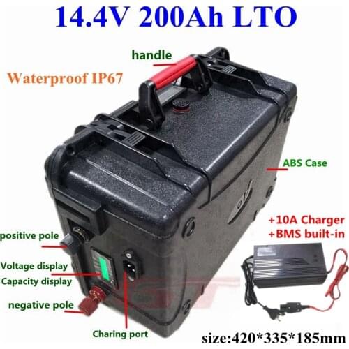 20000 cycles LTO 6s 14.4V Lithium titanate battery pack not 12V battery with BMS for trolling motor solar system+10A Charger