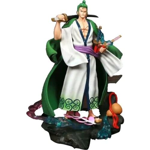 One Piece Anime Figures Action Figure Roronoa Zoro Figma Three Knives Statue 37cm ABS Battle Model Toys For Children Doll Gift