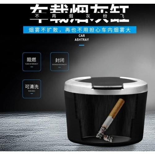 Auto Ashtray Standg Car Accessories Smokeless Anti Humo Ash Trays Trash Can Less Portable Lid Outdoor Czeiro Portatil Small Blac