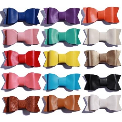 120PCS 7.5CM Hot Sale Synthetic PU Leather Bows Knot For Wedding Embellishment Artificial Flower For Home Garden U Pick