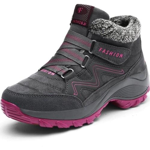 Velvet Plush Winter Boots Women Fashion Outdoor Cotton Shoes Ladies Warm Snow Boots Anti-Skid Walking Sneakers for Cold Weather