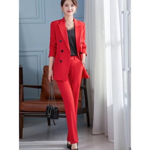 Professional Women Pants Suits 2021 New Autumn Temperament Business Formal Long Sleeve Blazer Sets Office Ladies Work Wear